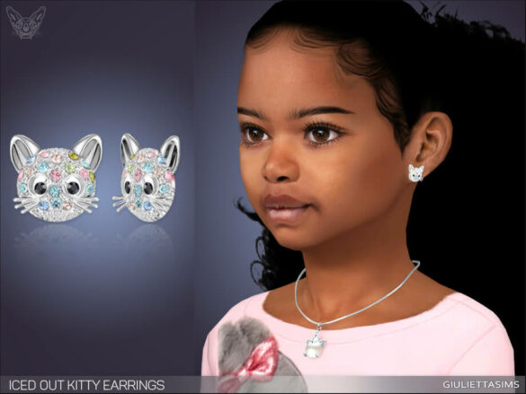 The Sims 4 Iced Out Kitty Earrings For Kids by feyona