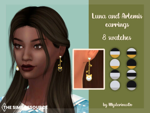 Luna and Artemis earrings by MysteriousOo
