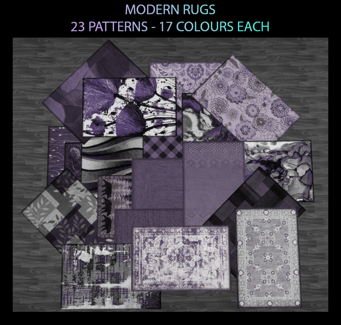 The Sims 4 Modern Rugs – 23 Styles – 17 Colours Each