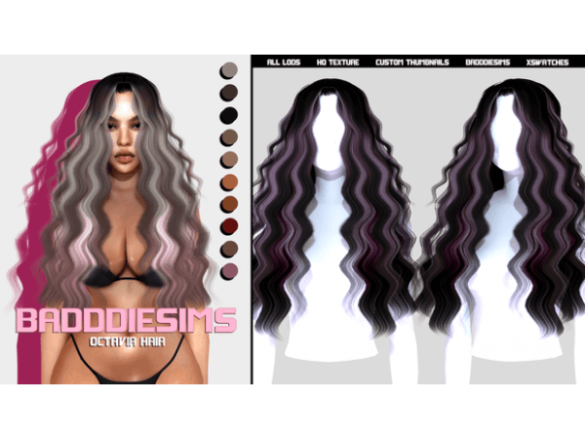 The Sims 4 OCTAVIA HAIR by BADDDIESIMS