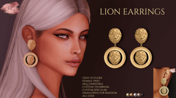 The Sims 4 rg lion earrings