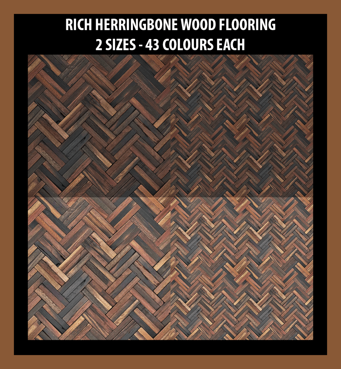 Rich Herringbone Wood Floors 2 Sizes 43 Colours
