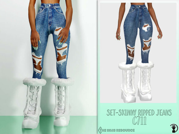 The Sims 4 Set-Skinny Ripped Jeans C711 by turksimmer