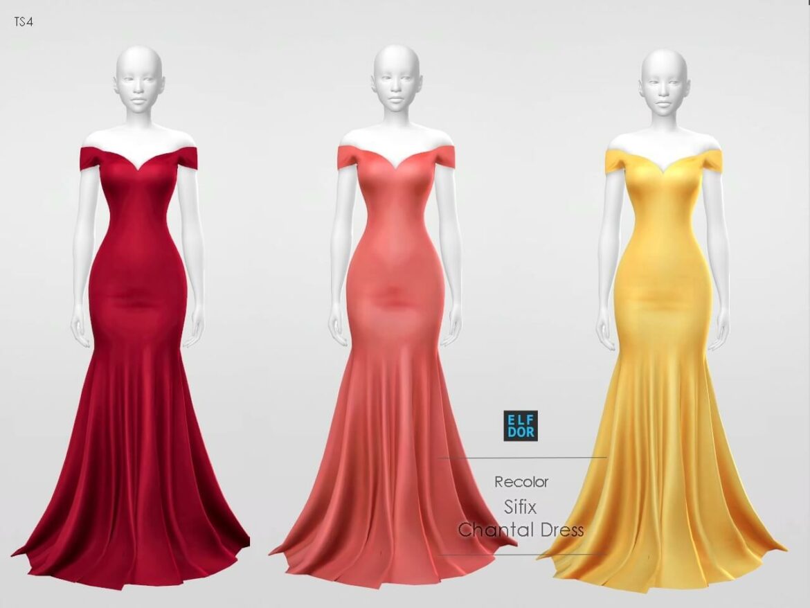 The Sims 4 Sifix Chantal Dress RC at Elfdor Sims