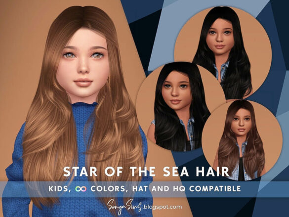 The Sims 4 Star of The Sea KIDS Hair by SonyaSimsCC