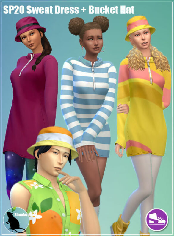 The Sims 4 Sweat Dress and Bucket Hat at Standardheld