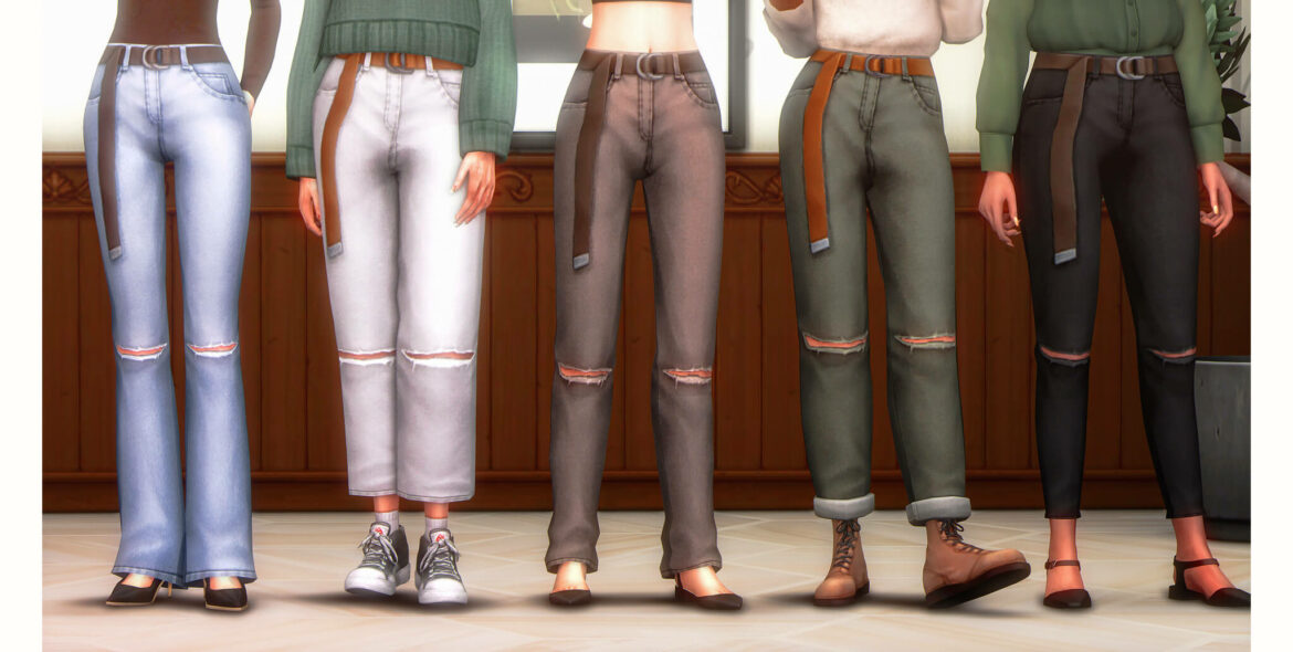The Sims 4 tara jeans addons original jeans flared 21