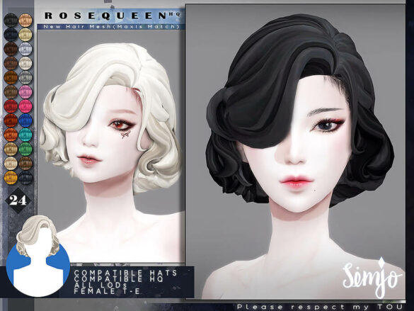 The Sims 4 TS4 Female Hairstyle RoseQueen by KIMSimjo