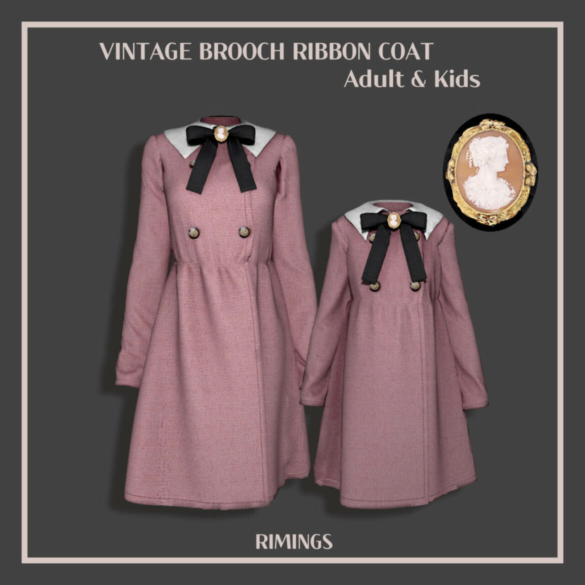 The Sims 4 Vintage Brooch Ribbon Coat at RIMINGs