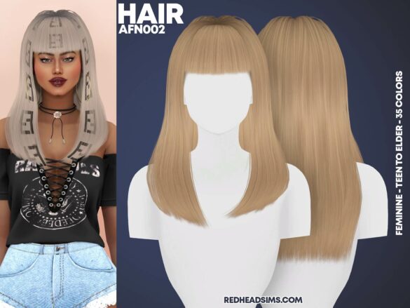 The Sims 4 AF HAIR N002 at REDHEADSIMS