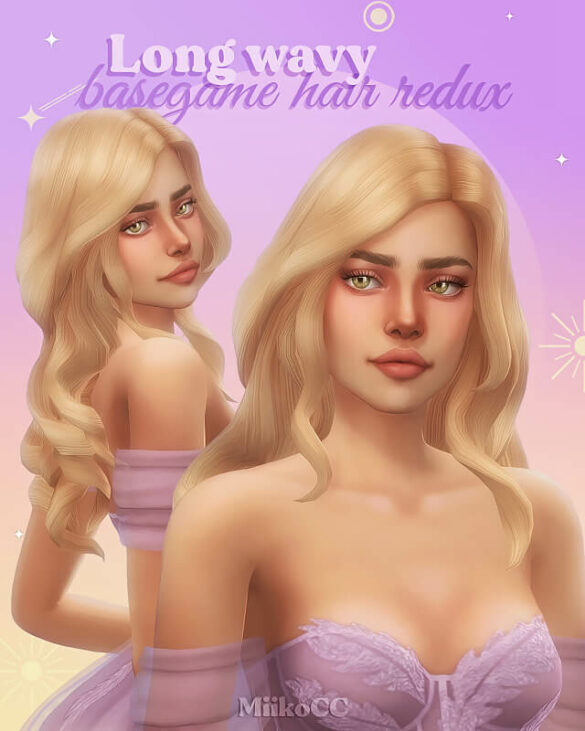 basegame hair redux long wavy over rt shoulder