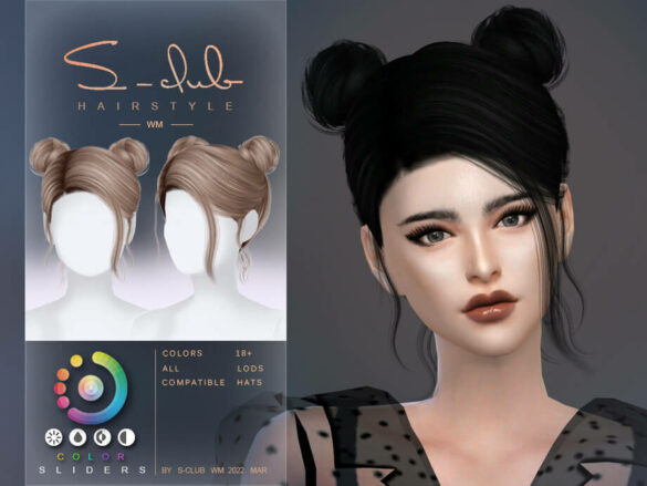The Sims 4 Double buns hair (YOYO) by S-CLUB