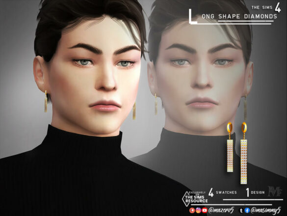 The Sims 4 Long Shape Diamonds Earrings by Mazero5