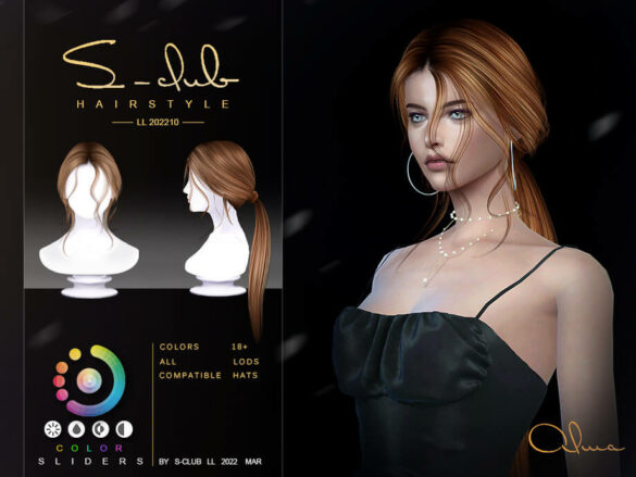 The Sims 4 Long straight ponytail by S-CLUB