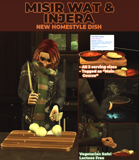 The Sims 4 Misir Wat & Injera – New Custom Recipe
