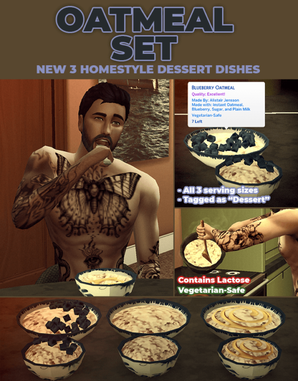 The Sims 4 Oatmeal Set – 3 New Custom Recipes