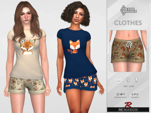 The Sims 4 PJ Fox Shorts 01 for Female by remaron