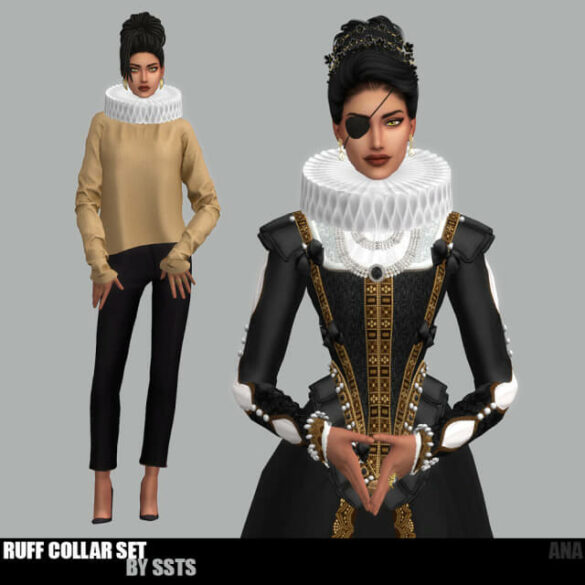 The Sims 4 ruff collar set by ssts teen to elder