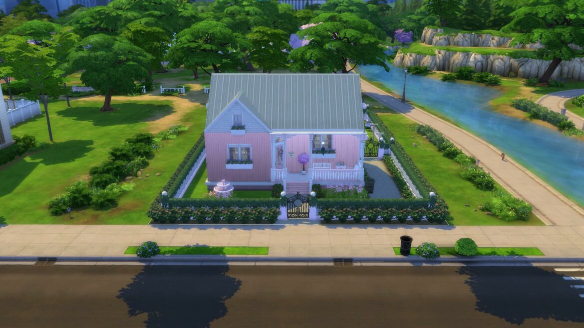 The Sims 4 Small pink family home 2 beds 1 bath no cc