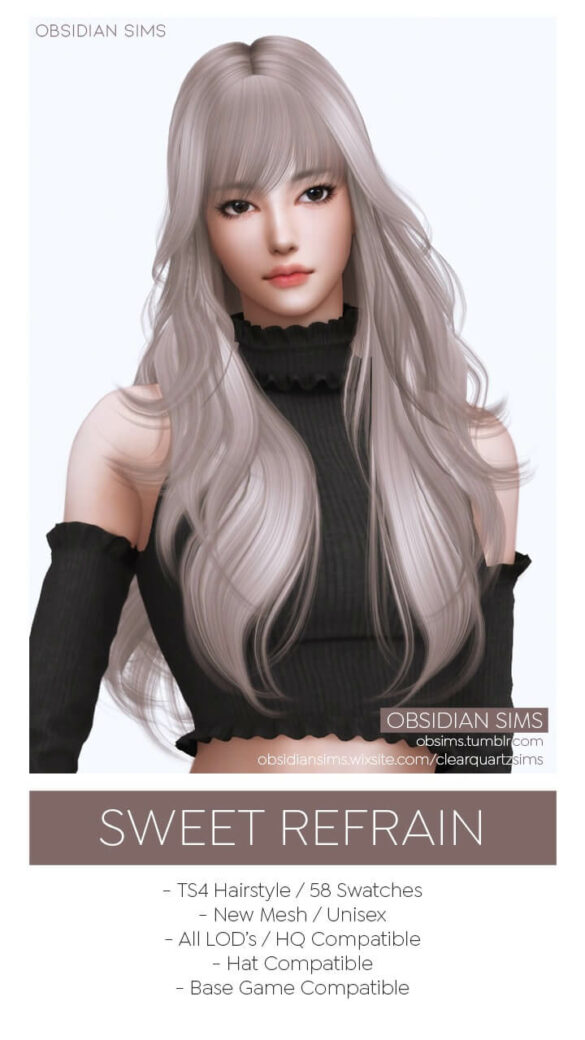 The Sims 4 SWEET REFRAIN HAIRSTYLE at Obsidian Sims