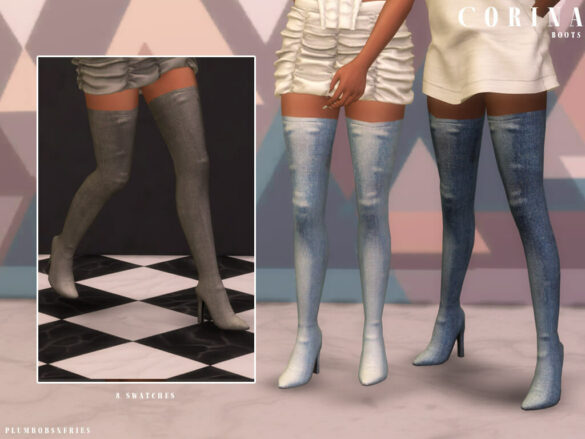 The Sims 4 corina boots denim thigh high boots