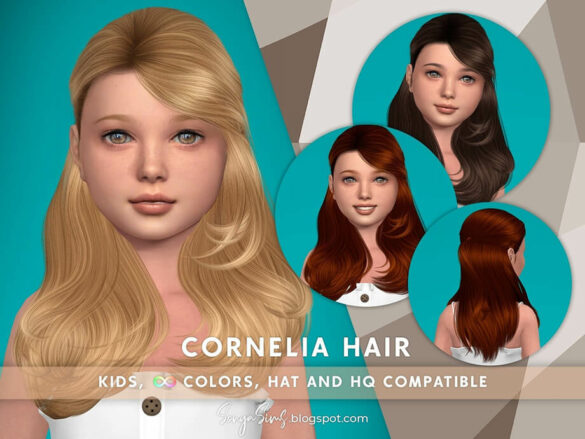 The Sims 4 Cornelia Hair KIDS by SonyaSimsCC