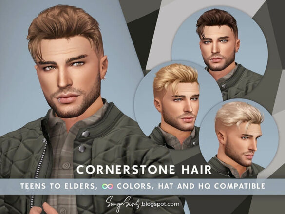 The Sims 4 Cornerstone Hair by SonyaSimsCC at TSR