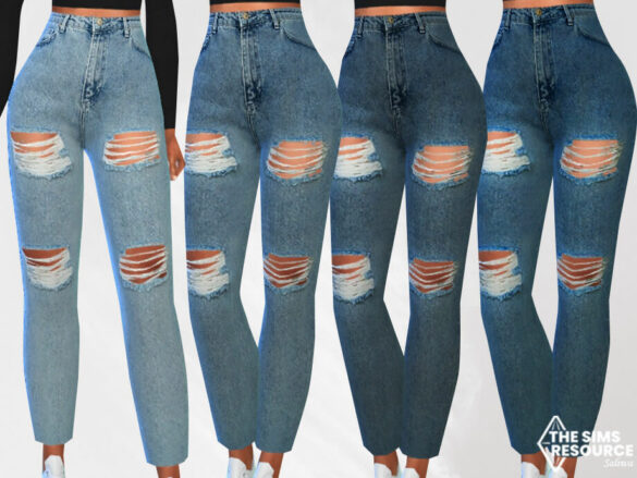The Sims 4 Cropped and Ripped Mom Jeans by Saliwa