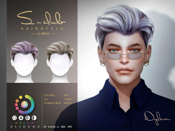 The Sims 4 Men’s short hair (Dylan) by S-Club at TSR