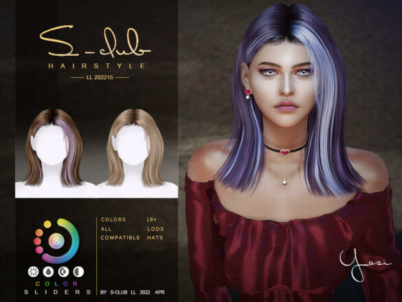 The Sims 4 Mi long female hair (Yosi) by S-Club