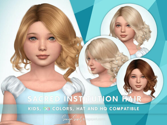 The Sims 4 Sacred Institution hair kids by SonyaSimsCC at TSR