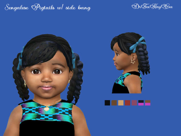 The Sims 4 Senegalese Twisted Pigtails with Bangs by drteekaycee at TSR