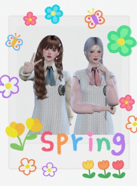 The Sims 4 spring hair outfit lookbook