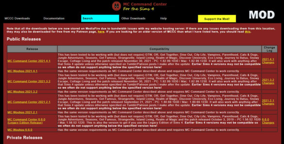 The Sims 4 MC Command Center