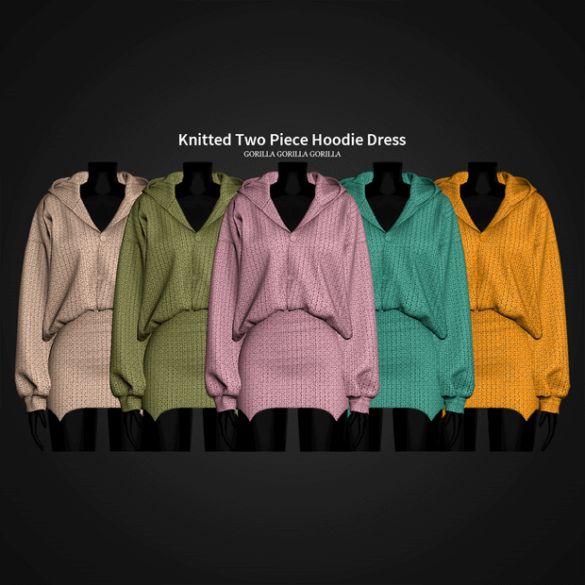 Knitted Two Piece Hoodie Dress