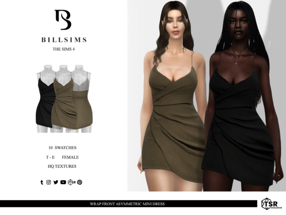 Wrap Front Asymmetric Mini Dress