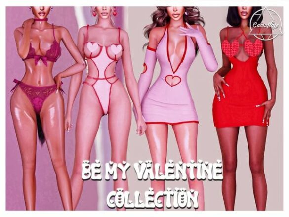 Be My Valentine Dress+Gloves Lingerie Sets