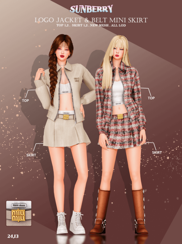 SET_Logo Jacket & Belt Mini Skirt