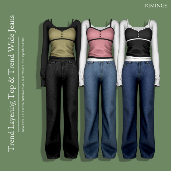 Trend Layering Top & Trend Wide Jeans